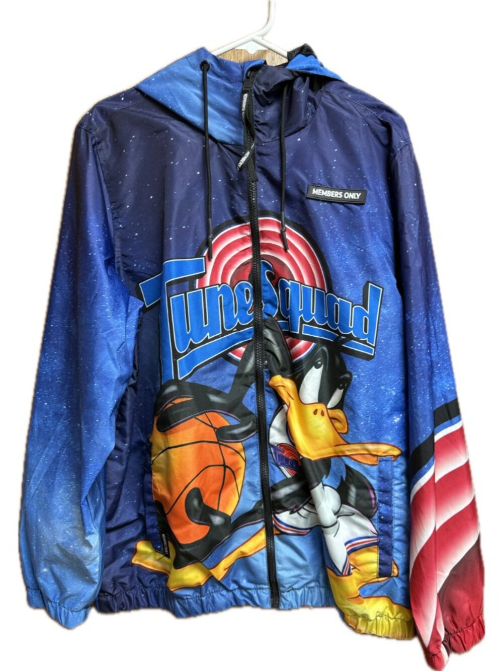 Members Only  Looney Tunes Men's Navy Space Jam Tune Squad Windbreaker LARGE NWT
